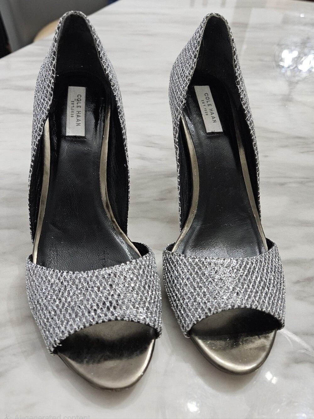 Cole Haan Silver Crystal Pumps | Wedding Heels | Evening Shoes | Size 6.5